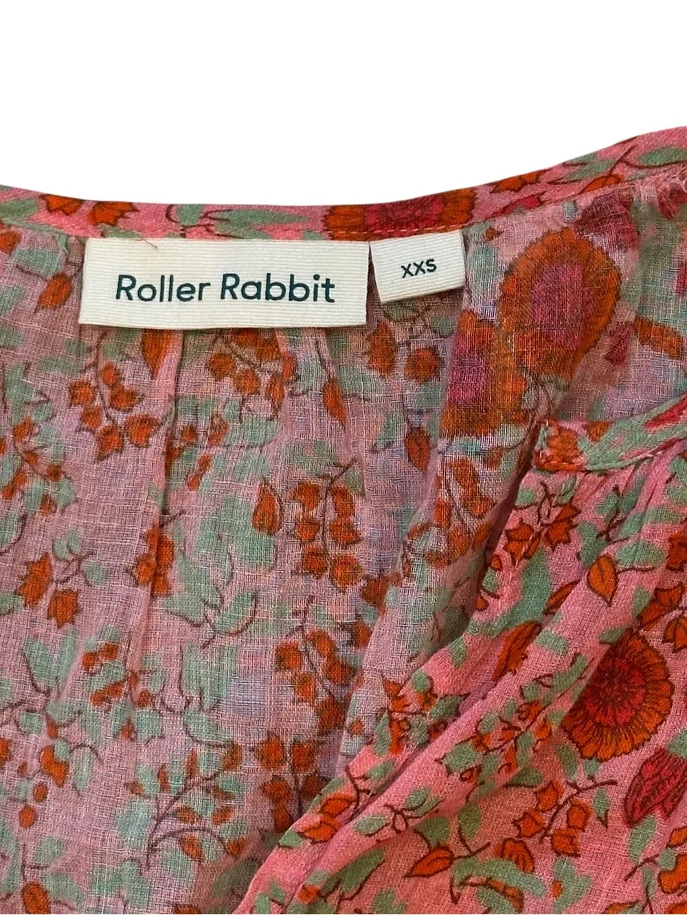 Roller Rabbit Rhody Lucy Peasant Blouse Mixed Floral Pink Women’s XXS - Picture 4 of 8